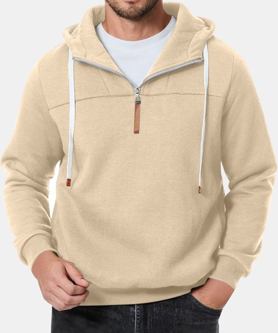 Men's Simple And Comfortable Solid Color Zipper Hooded Sweatshirt