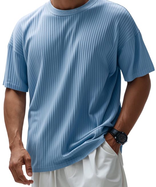 Men's Round Neck Casual Pit Solid Color Short-sleeved T-shirt