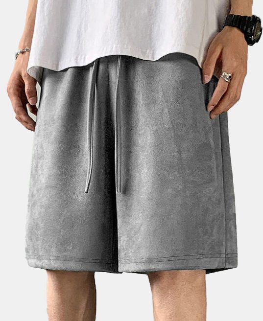 Men's Casual Loose Suede Solid Color Comfort Shorts