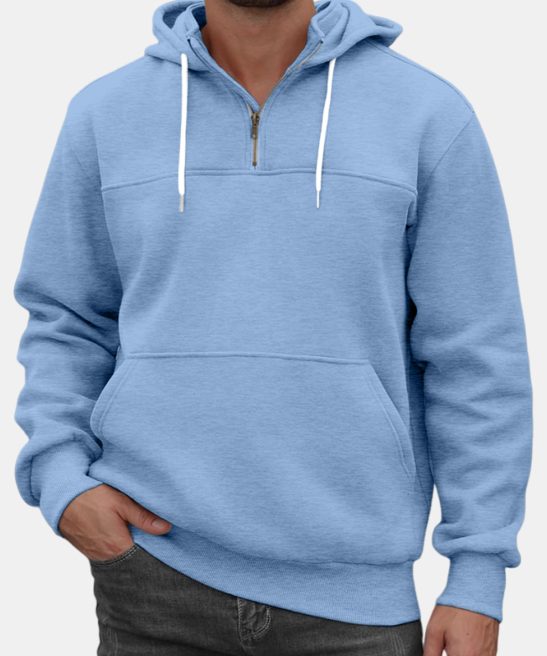 Men's Casual Solid Color Zipper Hooded Long-sleeved Sweatshirt